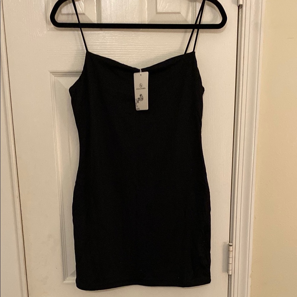 Black Sheath Dress with Spaghetti Straps for Cocktail Night Out